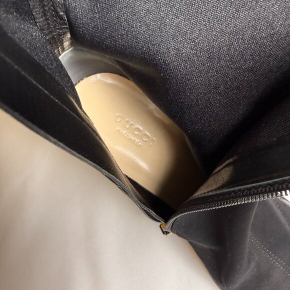 Gucci | Size 38 | Black Zumi Stretch Mid-Calf Booties w/ Pointed Toe | ($1,490) - Picture 8 of 9